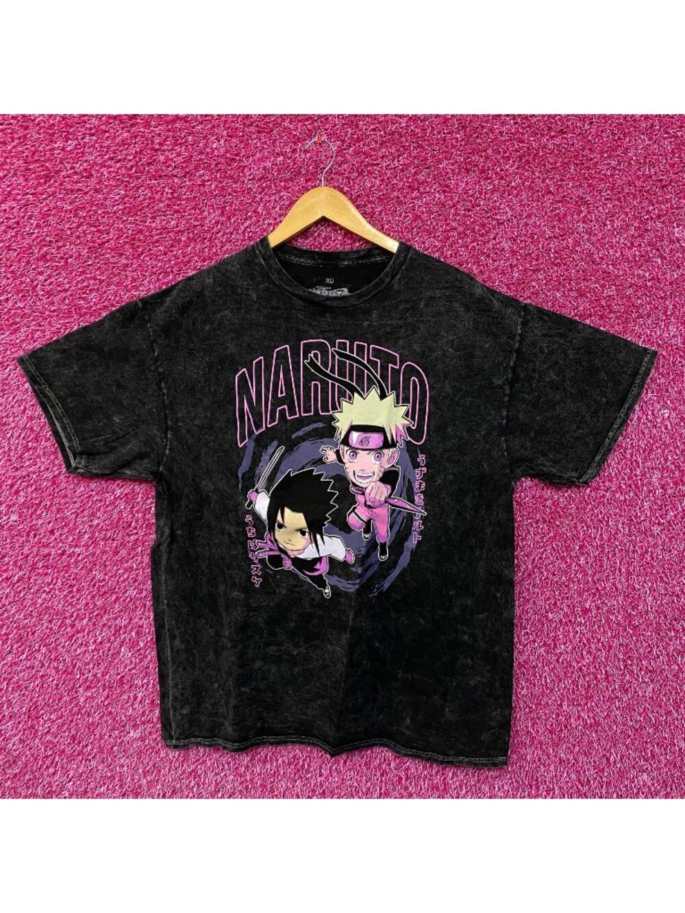 Naruto Chibi Style Mineral Wash Anime Tshirt size Extra Large